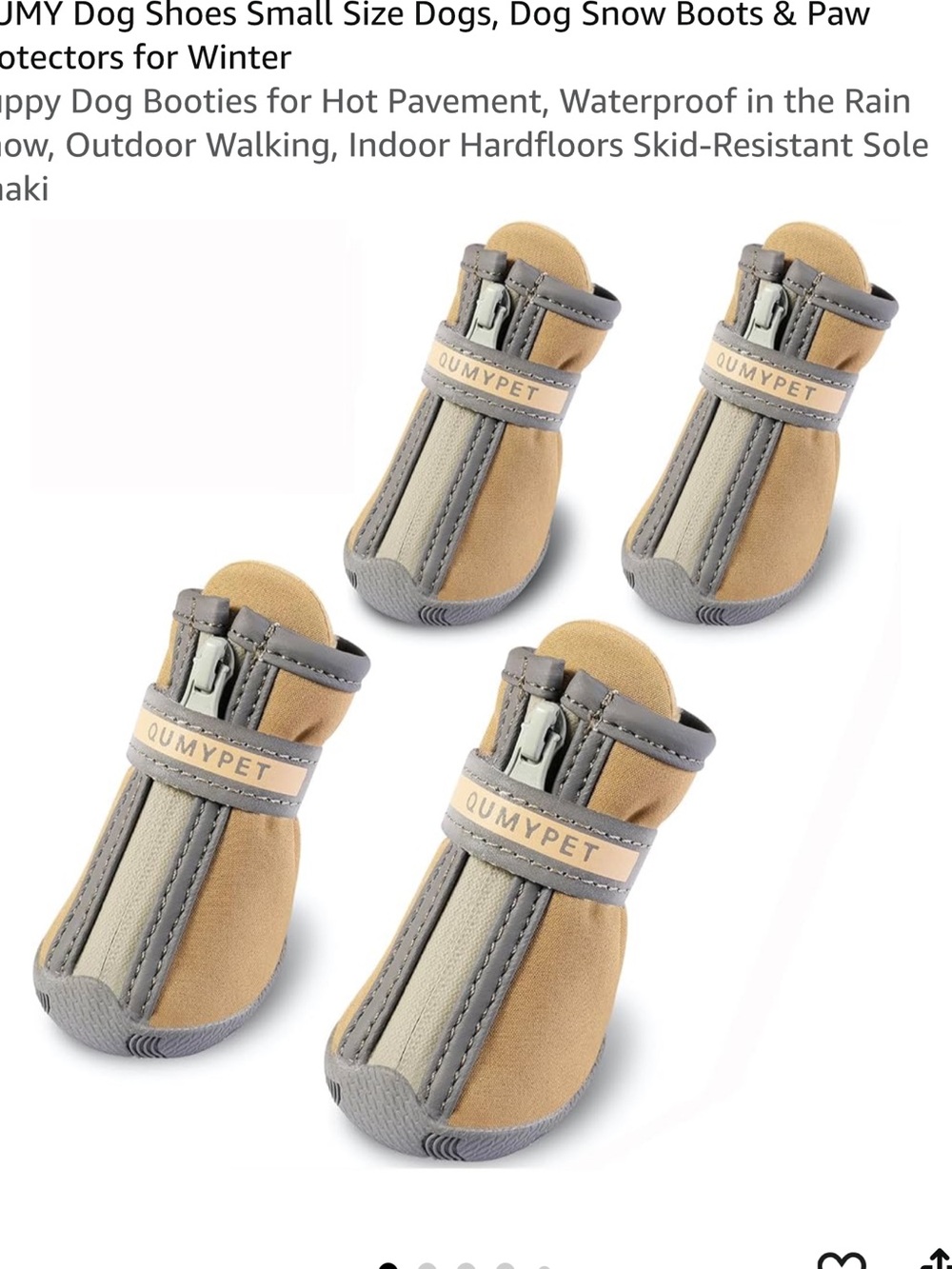 QUMY Dog Shoes Gray Set of 4